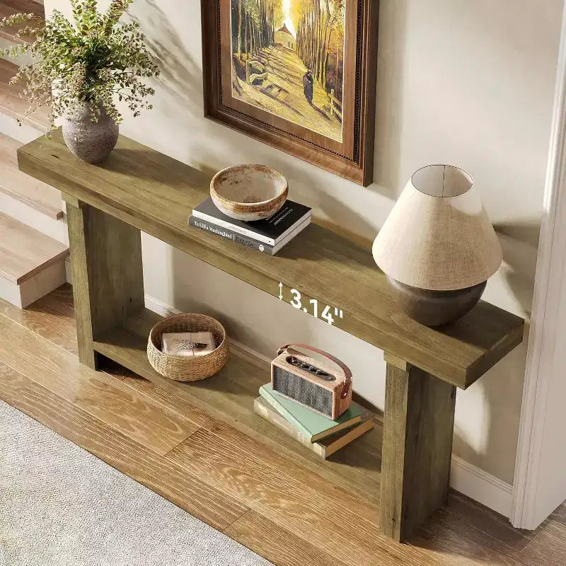 Tribesigns 70.9Table console en bois massif, table d'appoint de style rustique pour salon, entrée, couloir, foyer, marron foncé