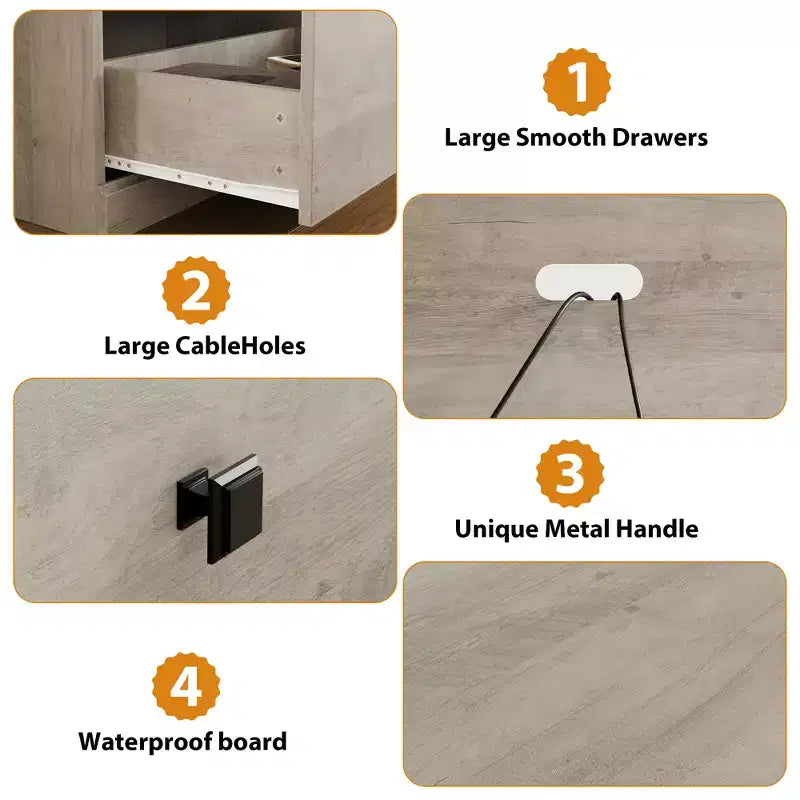 Meuble TV pour téléviseur jusqu'à 80 pouces, meuble de divertissement avec tiroir de rangement et étagères ouvertes, meuble console TV pour salon et chambre à coucher