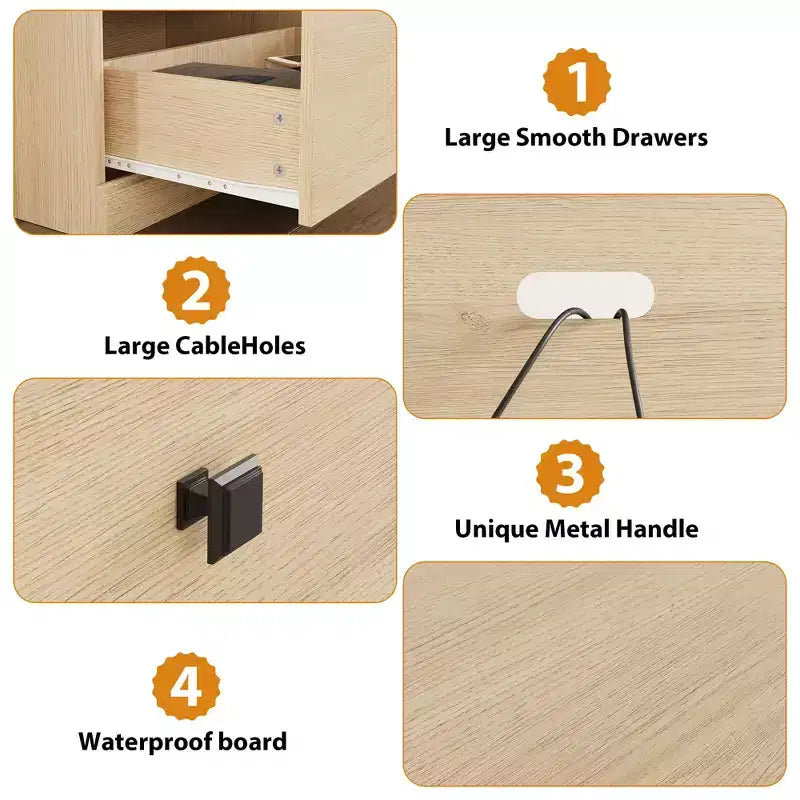 Meuble TV pour téléviseur jusqu'à 80 pouces, meuble de divertissement avec tiroir de rangement et étagères ouvertes, meuble console TV pour salon et chambre à coucher