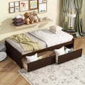 Whisen Twin Bed with 2 Drawers Solid Rubber Wood