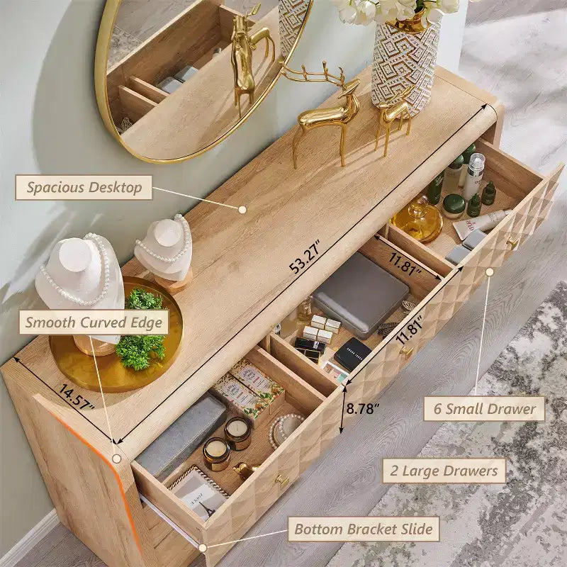 Commode à 5 tiroirs SinCiDo pour chambre à coucher, commode haute en bois avec panneau décoratif en losanges, meuble de rangement moderne du milieu du siècle