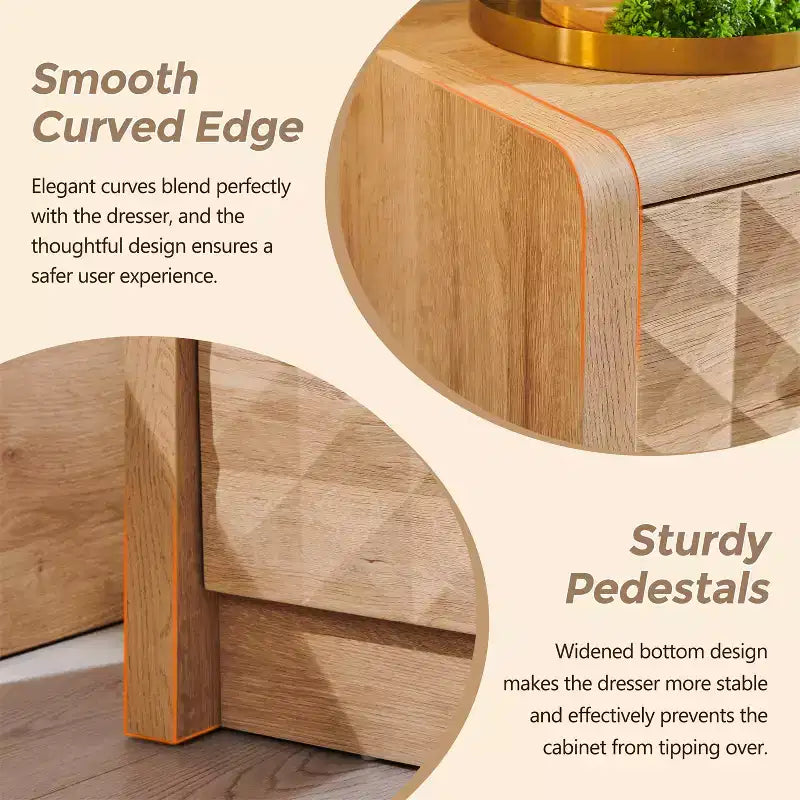 Commode à 5 tiroirs SinCiDo pour chambre à coucher, commode haute en bois avec panneau décoratif en losanges, meuble de rangement moderne du milieu du siècle