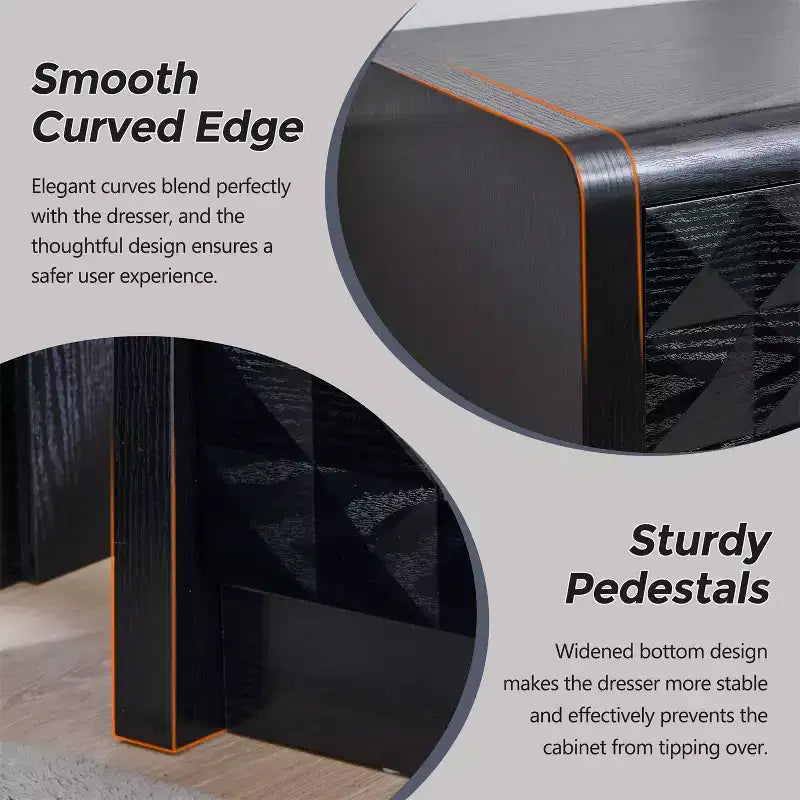 Commode à 5 tiroirs SinCiDo pour chambre à coucher, commode haute en bois avec panneau décoratif en losanges, meuble de rangement moderne du milieu du siècle