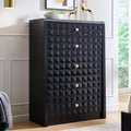 SinCiDo 5 Drawer Dressers for Bedroom, Wood Tall Closet Chest of Drawers with Diamond Panel Decorate, Mid Century Modern Storage Organizer