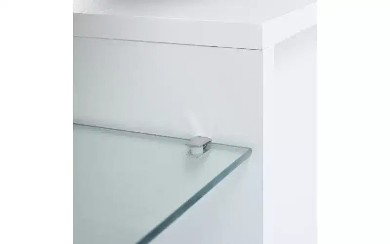 Meuble TV moderne à LED GDFStudio Soledad avec rangement et étagère en verre