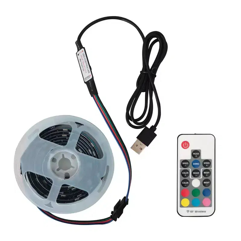 Meuble TV moderne à LED GDFStudio Soledad avec rangement et étagère en verre