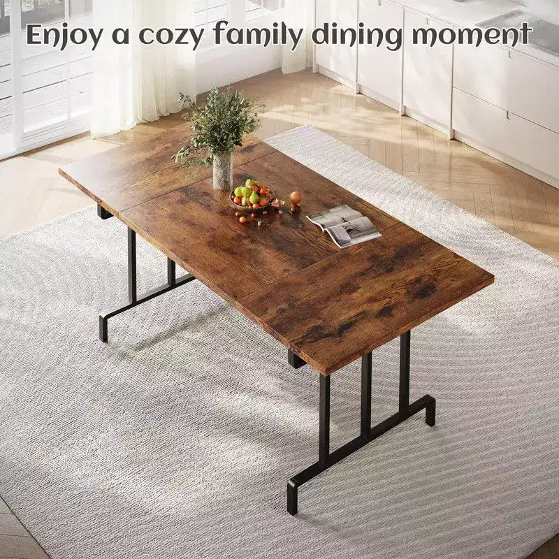 Table à manger, table de cuisine rectangulaire en bois pour 6 personnes 180 cm, ensembles de cuisine industriels de style ferme pour salle à manger