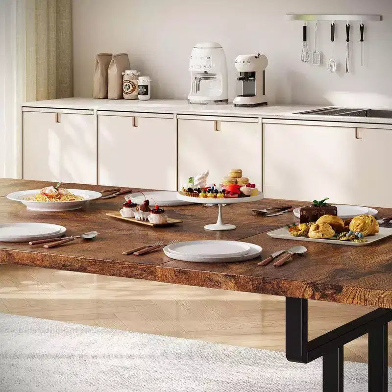 Table à manger, table de cuisine rectangulaire en bois pour 6 personnes 180 cm, ensembles de cuisine industriels de style ferme pour salle à manger