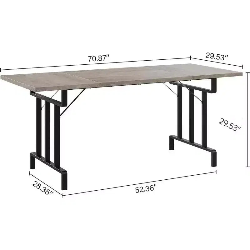 Table à manger, table de cuisine rectangulaire en bois pour 6 personnes 180 cm, ensembles de cuisine industriels de style ferme pour salle à manger