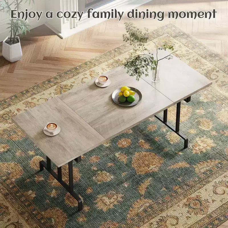 Table à manger, table de cuisine rectangulaire en bois pour 6 personnes 180 cm, ensembles de cuisine industriels de style ferme pour salle à manger