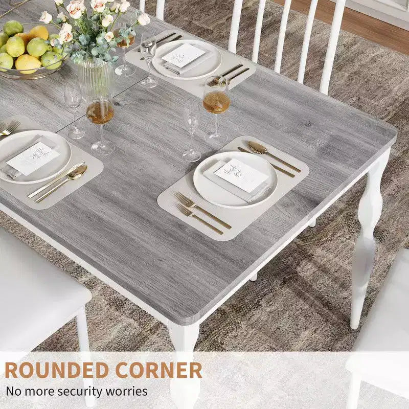 Table à manger rectangulaire pour 6, table de cuisine rustique de 200 cm avec grand plateau