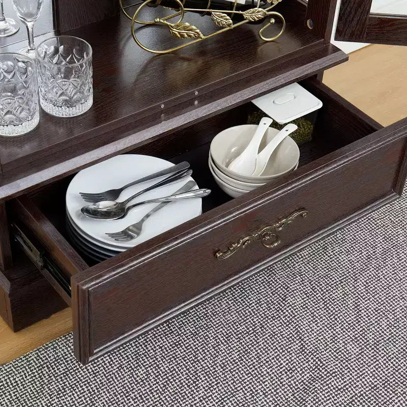 CLIHOME Vitrine en verre éclairée, meuble de rangement de cuisine, vitrine de porcelaine avec étagères réglables