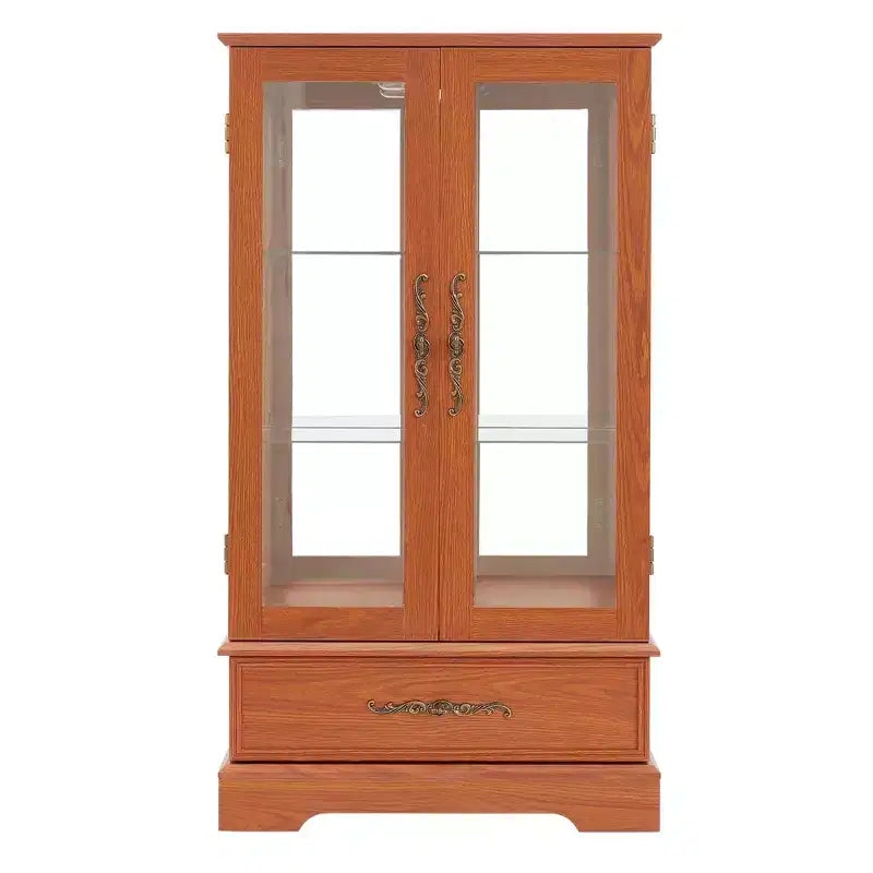 CLIHOME Vitrine en verre éclairée, meuble de rangement de cuisine, vitrine de porcelaine avec étagères réglables