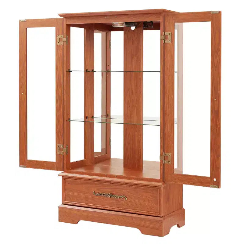 CLIHOME Vitrine en verre éclairée, meuble de rangement de cuisine, vitrine de porcelaine avec étagères réglables