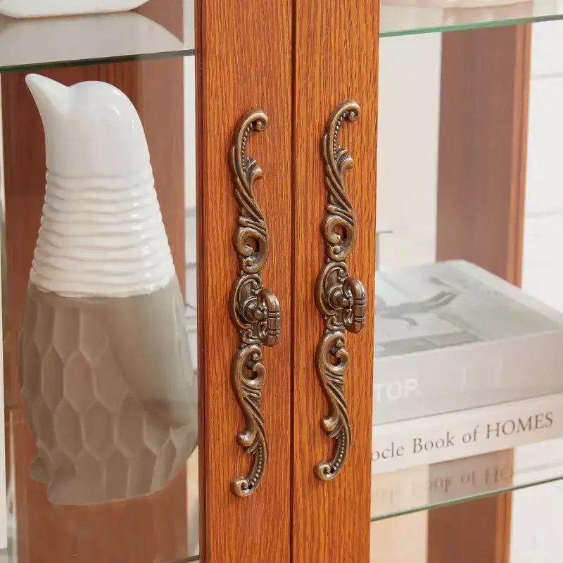 CLIHOME Vitrine en verre éclairée, meuble de rangement de cuisine, vitrine de porcelaine avec étagères réglables