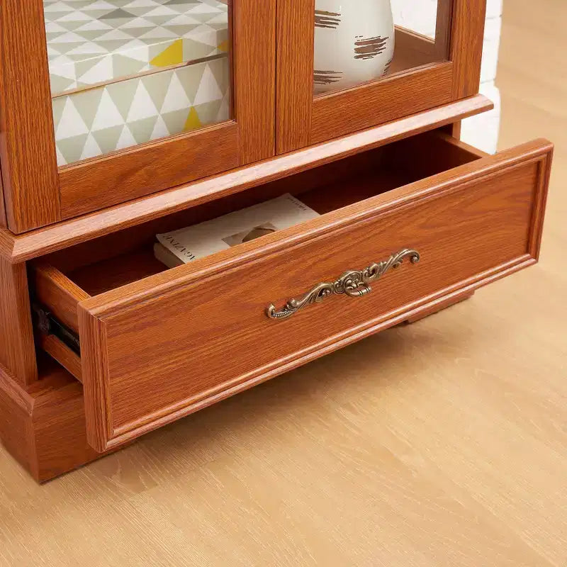 CLIHOME Vitrine en verre éclairée, meuble de rangement de cuisine, vitrine de porcelaine avec étagères réglables