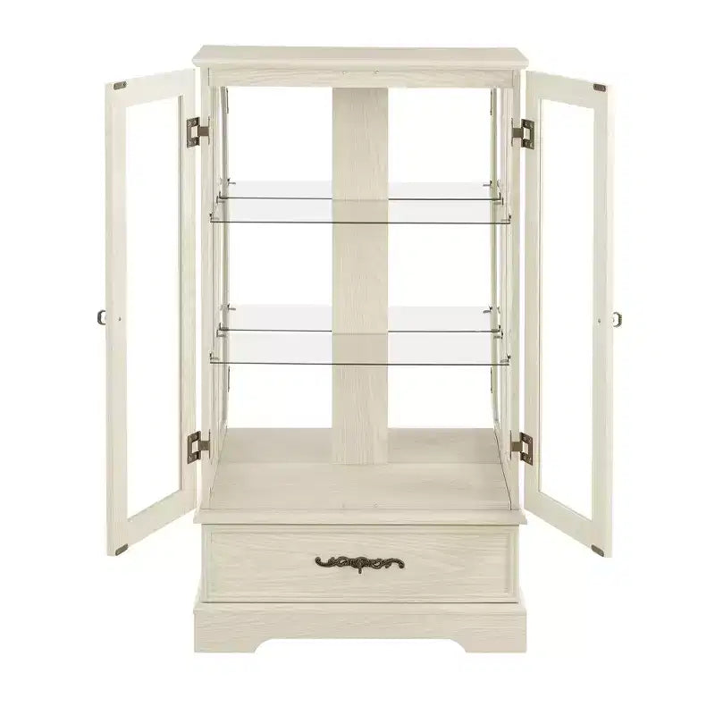 CLIHOME Vitrine en verre éclairée, meuble de rangement de cuisine, vitrine de porcelaine avec étagères réglables