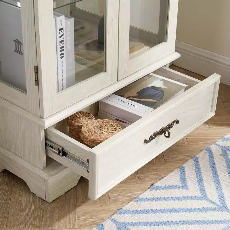 CLIHOME Vitrine en verre éclairée, meuble de rangement de cuisine, vitrine de porcelaine avec étagères réglables
