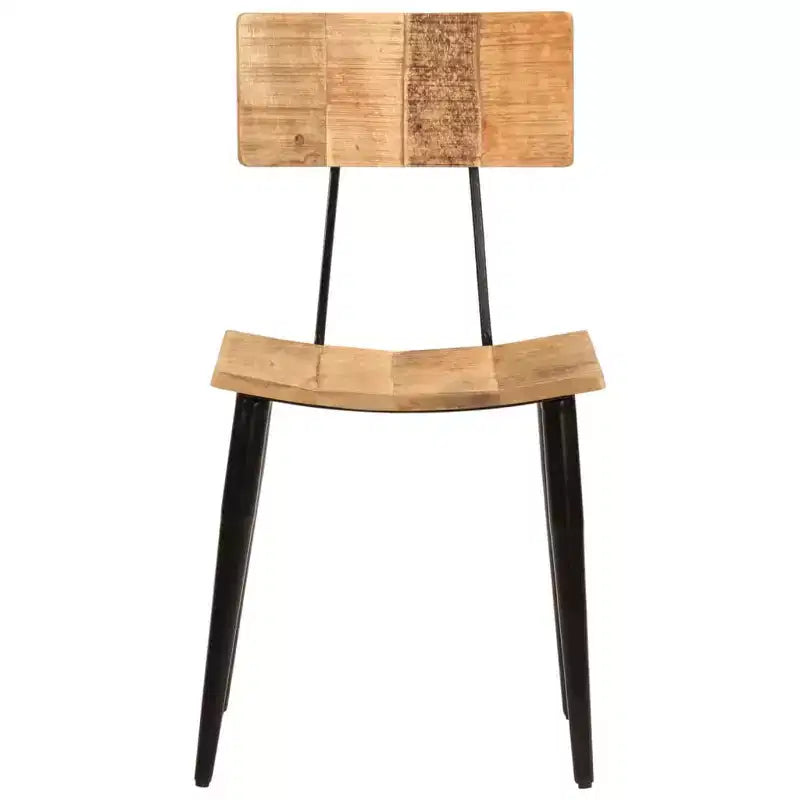 CLIHOME Chaises de salle à manger en bois massif et fer forgé de style minimaliste moderne pour salles à manger, cuisines et salons (lot de 2)