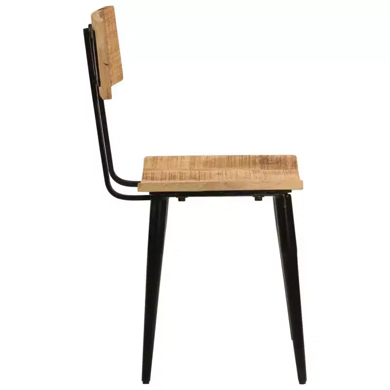 CLIHOME Chaises de salle à manger en bois massif et fer forgé de style minimaliste moderne pour salles à manger, cuisines et salons (lot de 2)