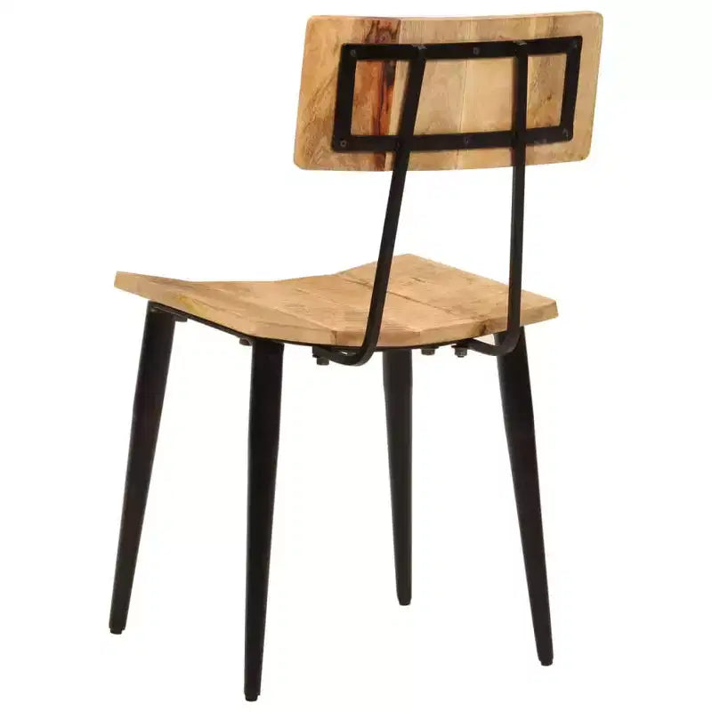 CLIHOME Chaises de salle à manger en bois massif et fer forgé de style minimaliste moderne pour salles à manger, cuisines et salons (lot de 2)