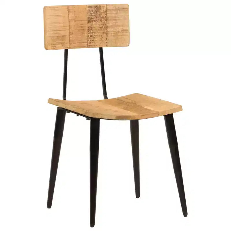 CLIHOME Chaises de salle à manger en bois massif et fer forgé de style minimaliste moderne pour salles à manger, cuisines et salons (lot de 2)