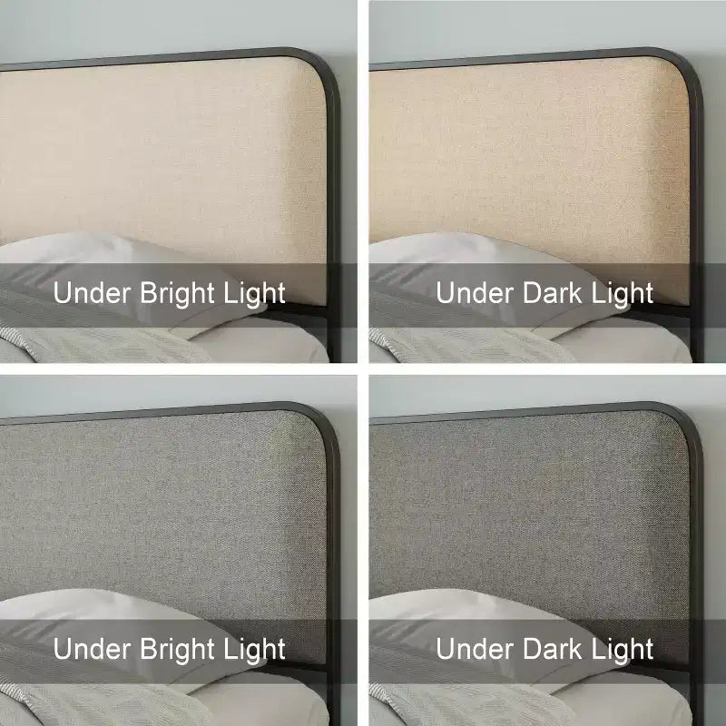 Cadre de lit Whisen Queen moderne en métal avec tête de lit capitonnée et 4 tiroirs - Beige