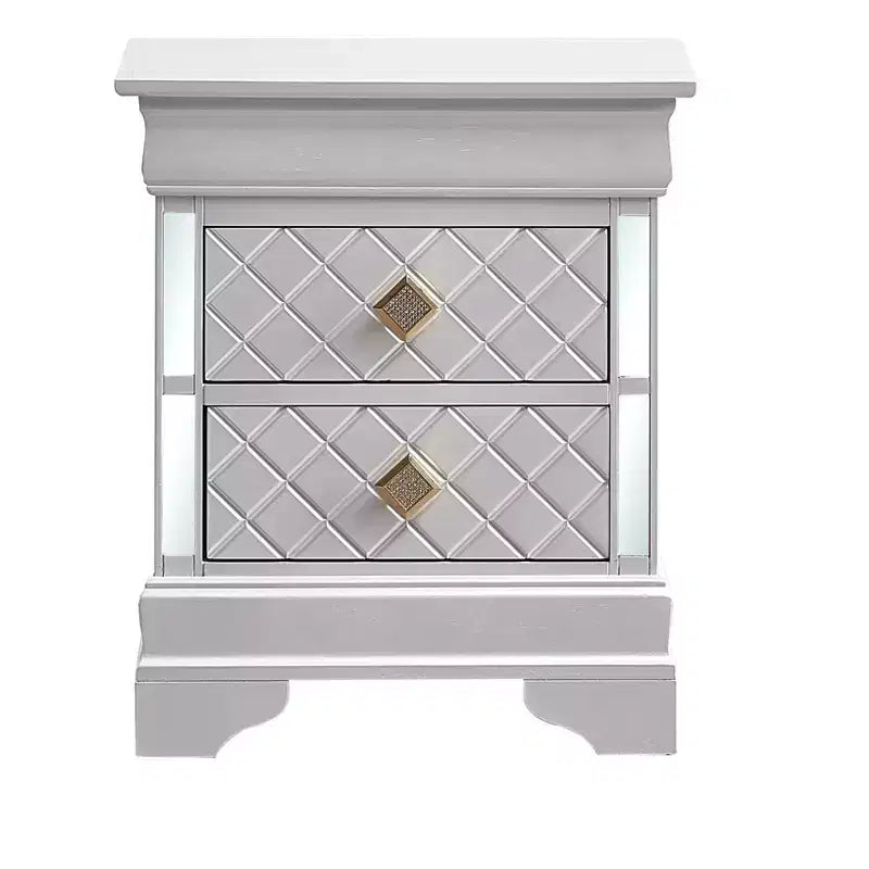 Passion Furniture Veron Pearl White 2-Drawer 21 in. W NIghtstand