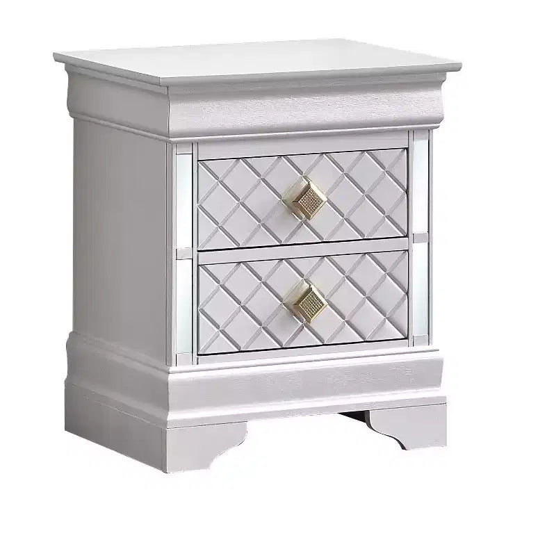 Table de chevet Passion Furniture Veron blanc perle à 2 tiroirs de 53,34 cm de large