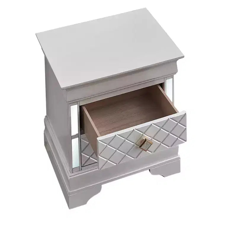 Table de chevet Passion Furniture Veron blanc perle à 2 tiroirs de 53,34 cm de large