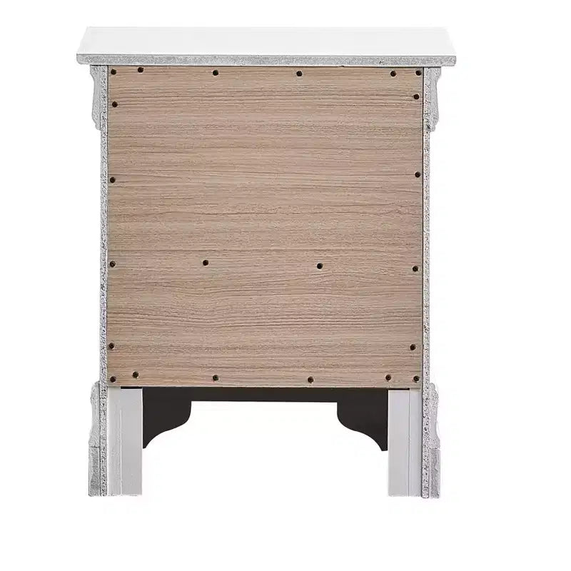 Table de chevet Passion Furniture Veron blanc perle à 2 tiroirs de 53,34 cm de large