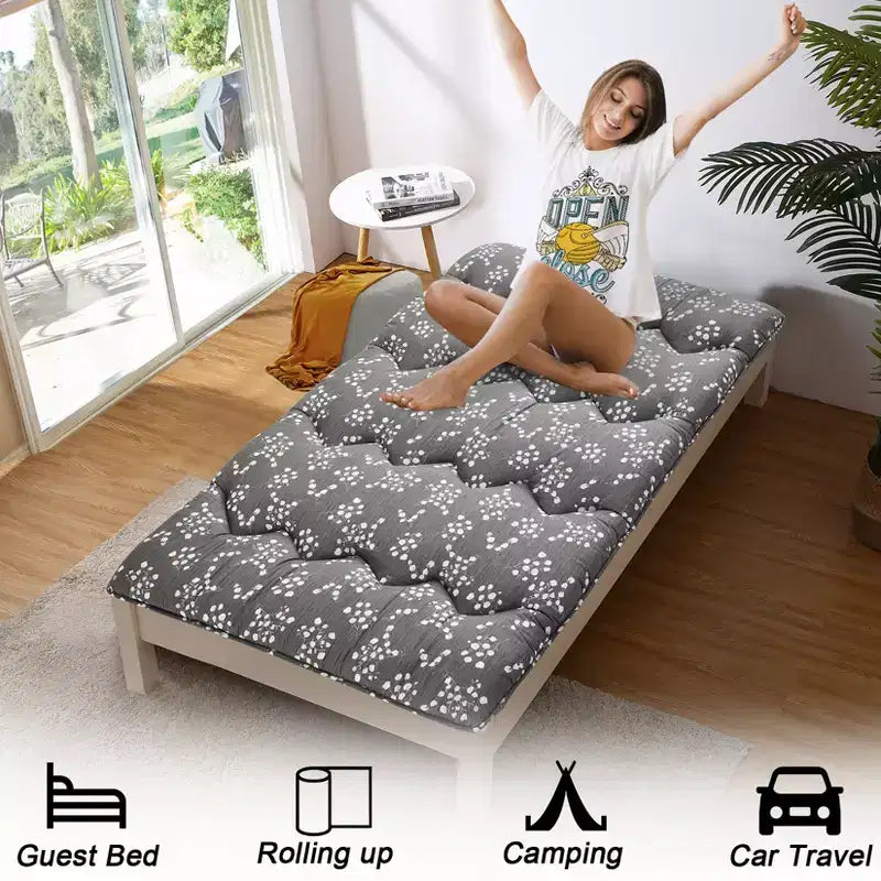Matelas de sol futon japonais, tapis de tatami épais portable, matelas futon enroulable, matelas de sol pliable, matelas de couchage pour le camping, le dortoir, la chambre d'amis