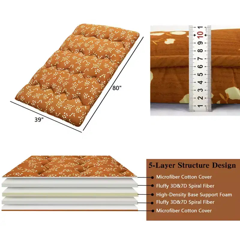 Matelas de sol futon japonais, tapis de tatami épais portable, matelas futon enroulable, matelas de sol pliable, matelas de couchage pour le camping, le dortoir, la chambre d'amis