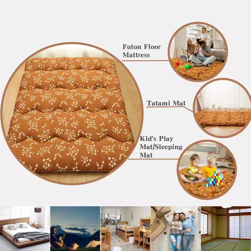 Matelas de sol futon japonais, tapis de tatami épais portable, matelas futon enroulable, matelas de sol pliable, matelas de couchage pour le camping, le dortoir, la chambre d'amis