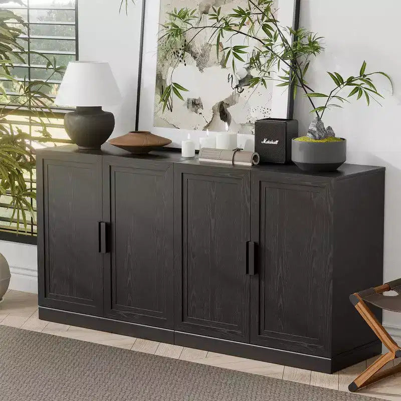 PexFix Buffet de Salle à Manger 157,5 cm L x 78,7 cm H, Meuble de Rangement de Cuisine de Ferme avec Étagères Réglables pour Cuisine, Salle à Manger, Salon, Noir