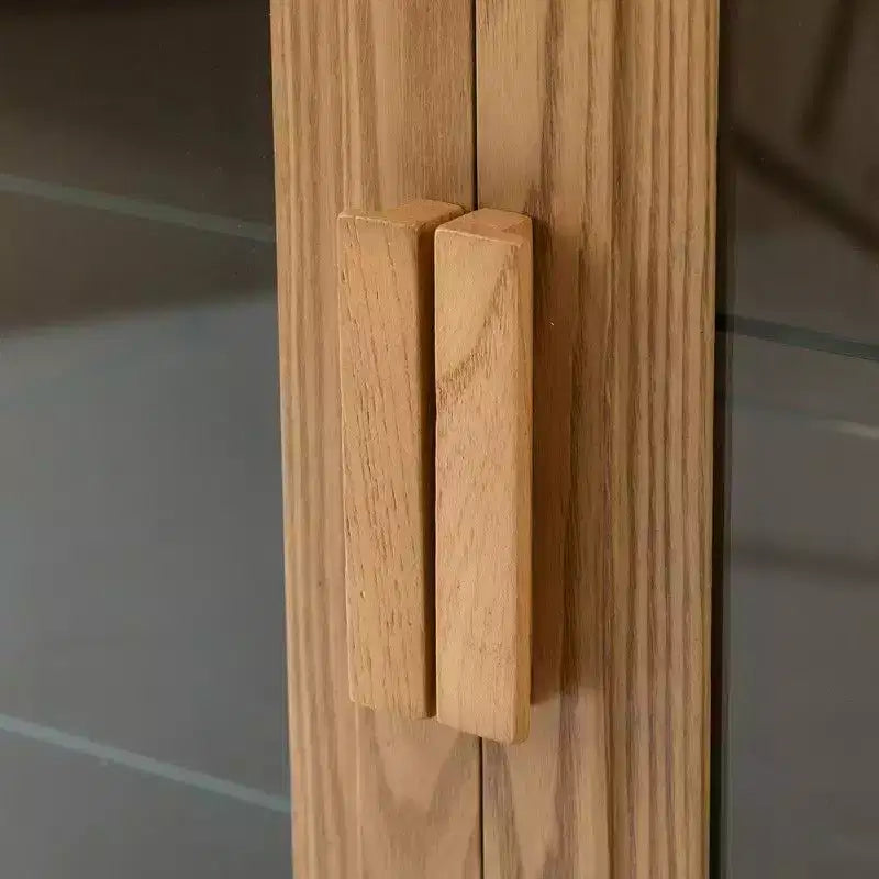 PexFix Grand buffet en bois de 157,5 x 91,4 cm avec 4 portes vitrées et 2 étagères réglables pour cuisine, salon/salle à manger, chambre à coucher, entrée, couleur naturelle