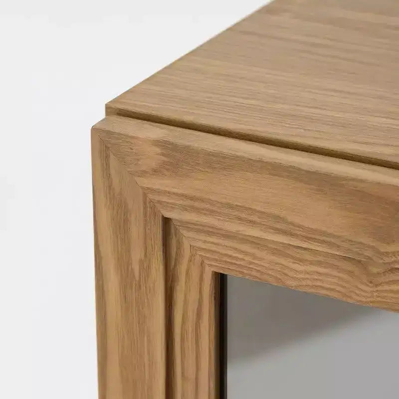 PexFix Grand buffet en bois de 157,5 x 91,4 cm avec 4 portes vitrées et 2 étagères réglables pour cuisine, salon/salle à manger, chambre à coucher, entrée, couleur naturelle