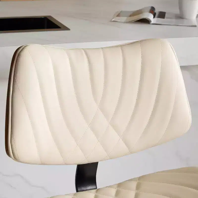 Tabouret de bar moderne pivotant à hauteur réglable, en bois courbé de noyer et similicuir, rotation à 360°, dossier ergonomique, base stable pour la cuisine et le bar à domicile