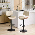 Modern Swivel Bar Stool with Adjustable Height, Walnut Bentwood & Faux Leather, 360 Rotation, Ergonomic Backrest, Stable Base for Kitchen & Home Bar