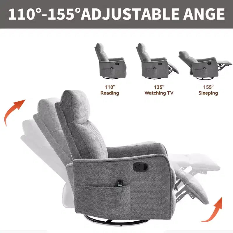Fauteuil inclinable manuel massant et chauffant beige en tissu avec fonction bascule et pivot pour salon
