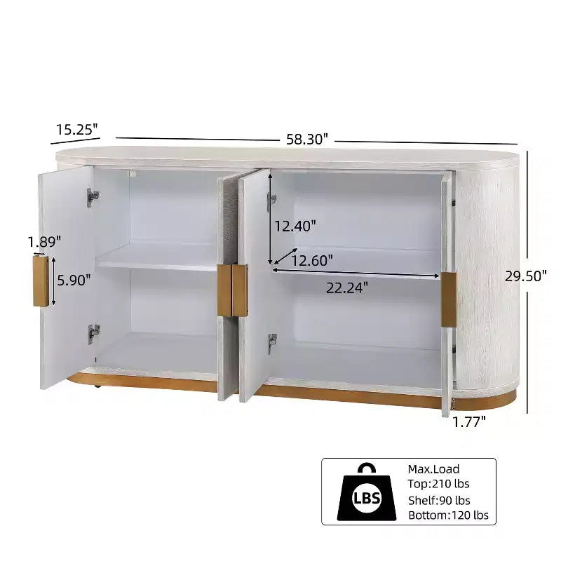 Christopher Knight Home Arvenia, buffet bahut moderne de 148 cm avec 4 portes et étagères réglables