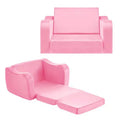 VEVOR 2-in-1 Kids Sofa, Foldable Toddler Soft Couch with Armrests, Made of 28D Sponge & Short Pile, Convertible Toddler Chair to Lounger, M, Pink