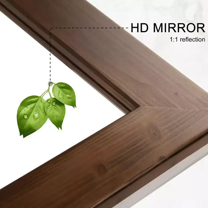 Miroir pleine longueur MAYEERTY en bois massif, bord droit, angle droit, arche noire 71x35x1in sans support
