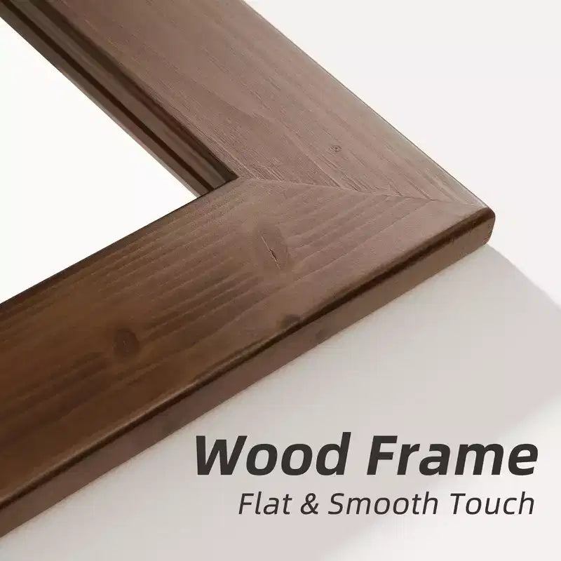 Miroir pleine longueur MAYEERTY en bois massif, bord droit, angle droit, arche noire 71x35x1in sans support