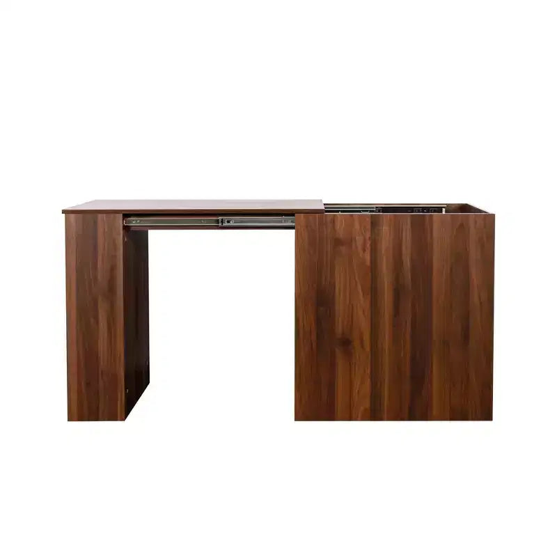Bureau extensible GDFStudio Seryn en bois rustique avec tiroirs et étagères ouvertes