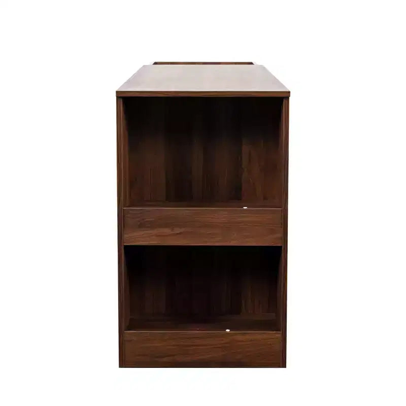 Bureau extensible GDFStudio Seryn en bois rustique avec tiroirs et étagères ouvertes