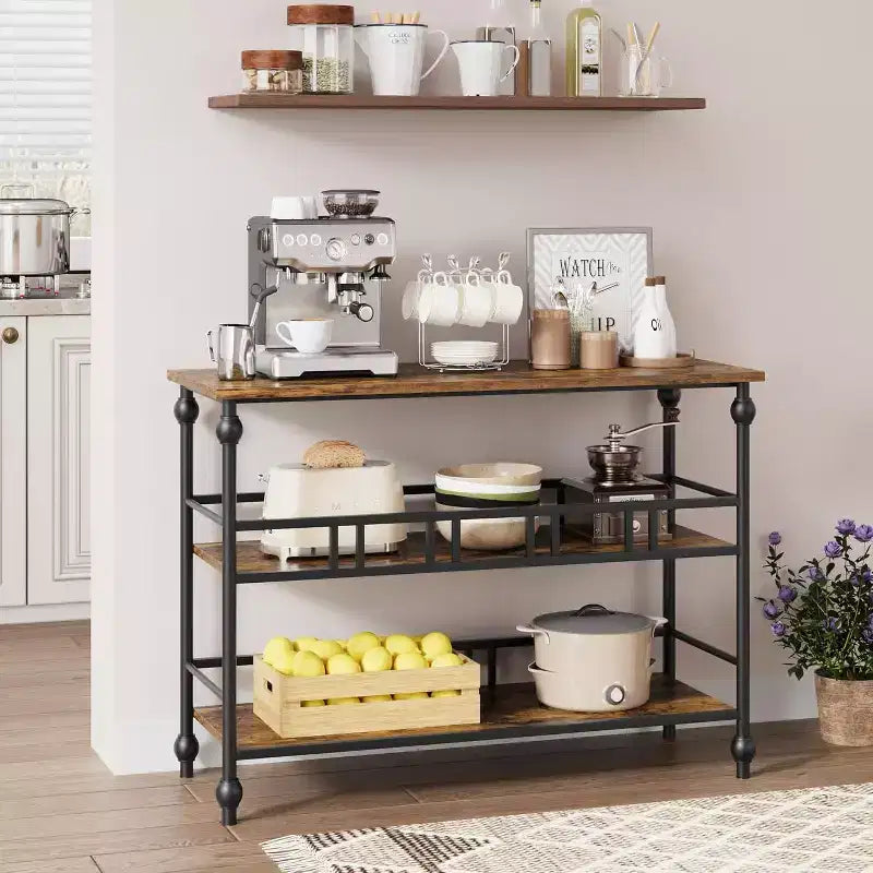 COZONY 43 Table console d'entrée de ferme avec 3 niveaux de rangement ouvert, table de canapé étroite pour couloir salon