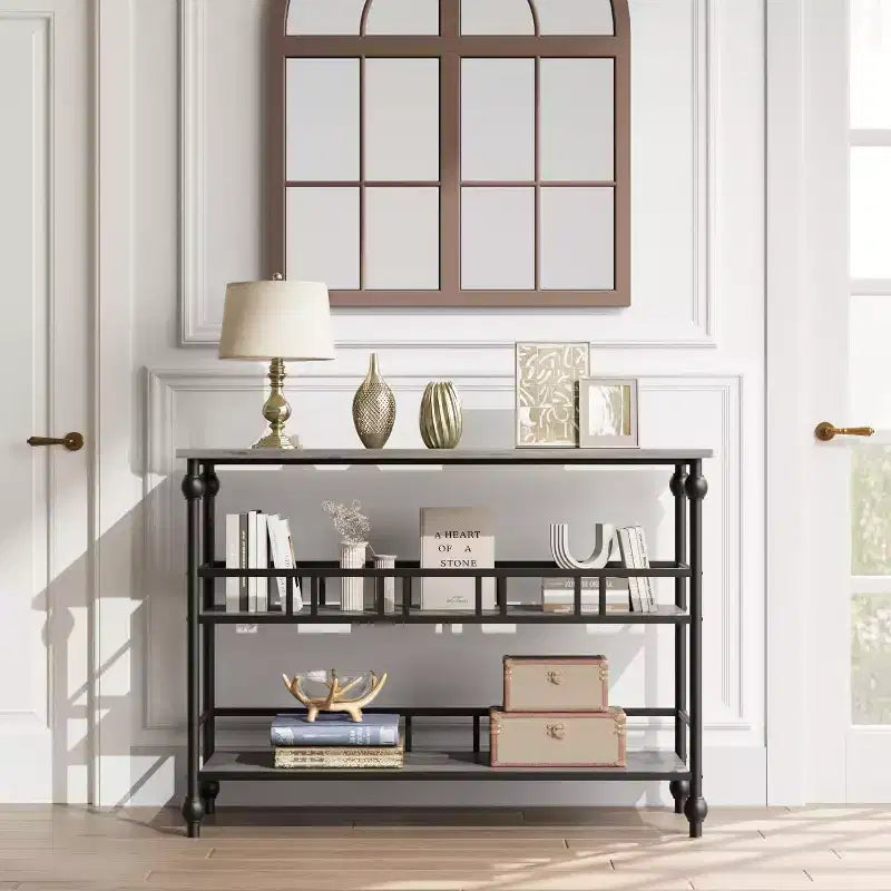 COZONY 43 Table console d'entrée de ferme avec 3 niveaux de rangement ouvert, table de canapé étroite pour couloir salon
