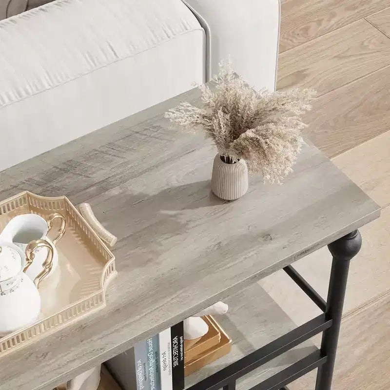 COZONY 43 Table console d'entrée de ferme avec 3 niveaux de rangement ouvert, table de canapé étroite pour couloir salon