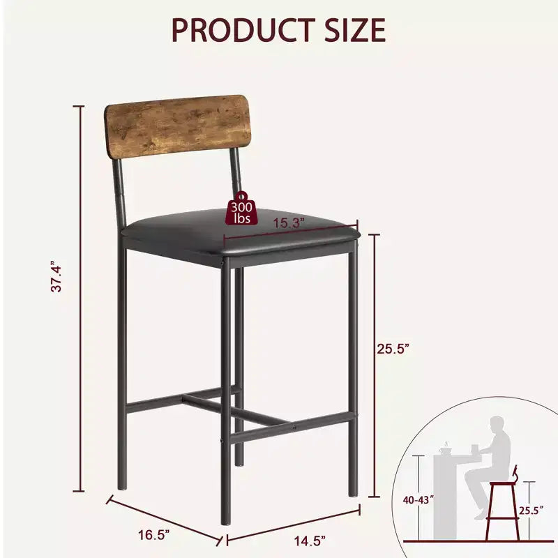 Lot de 6 tabourets de bar, tabourets de bar de cuisine avec repose-pieds, chaises de bar rembourrées avec dossier, tabourets de bar hauteur comptoir pour bar de comptoir, montage facile